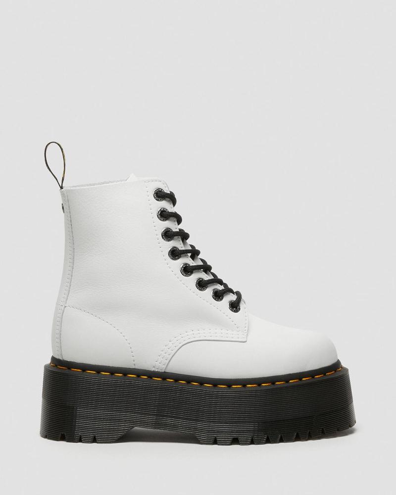 White Women's Dr Martens 1460 Pascal Max Leather Platform Boots | CA 231HAP